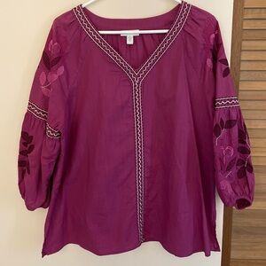 Charter Club  Embroidered Blouse EUC